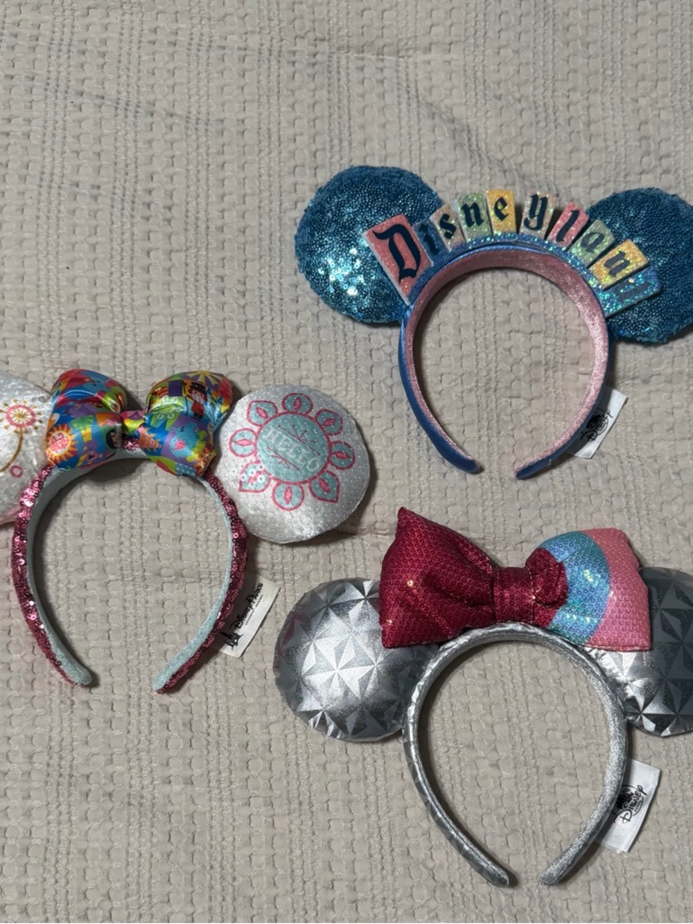 Disney Parks Attraction Ears Bundle 3 Pairs Disneyland, Epcot, & Small World